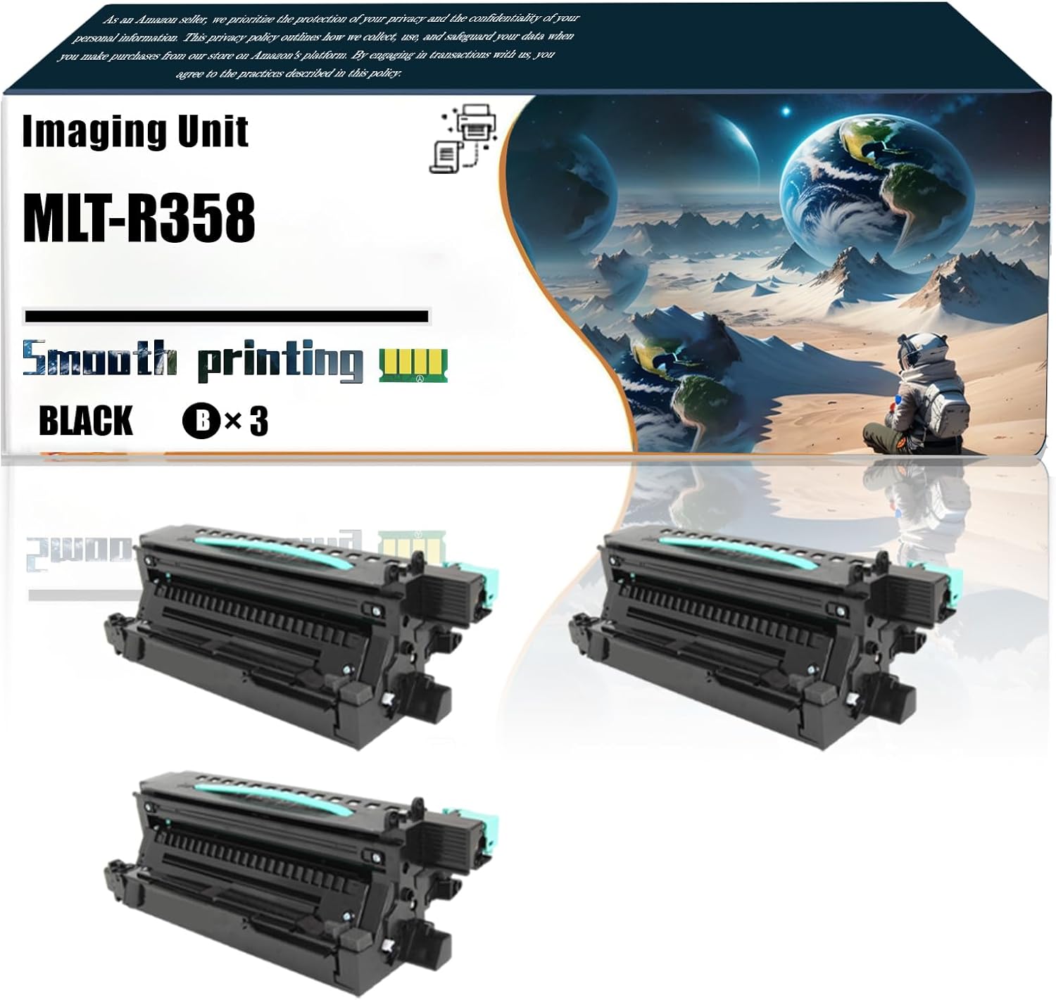 Replacement Parts Imaging Unit MLT-R358 Compatible with Samsung MultiXpress M5370LX M4370LX Printers, Contains Chip and Clear Printing (3 Pack Black)