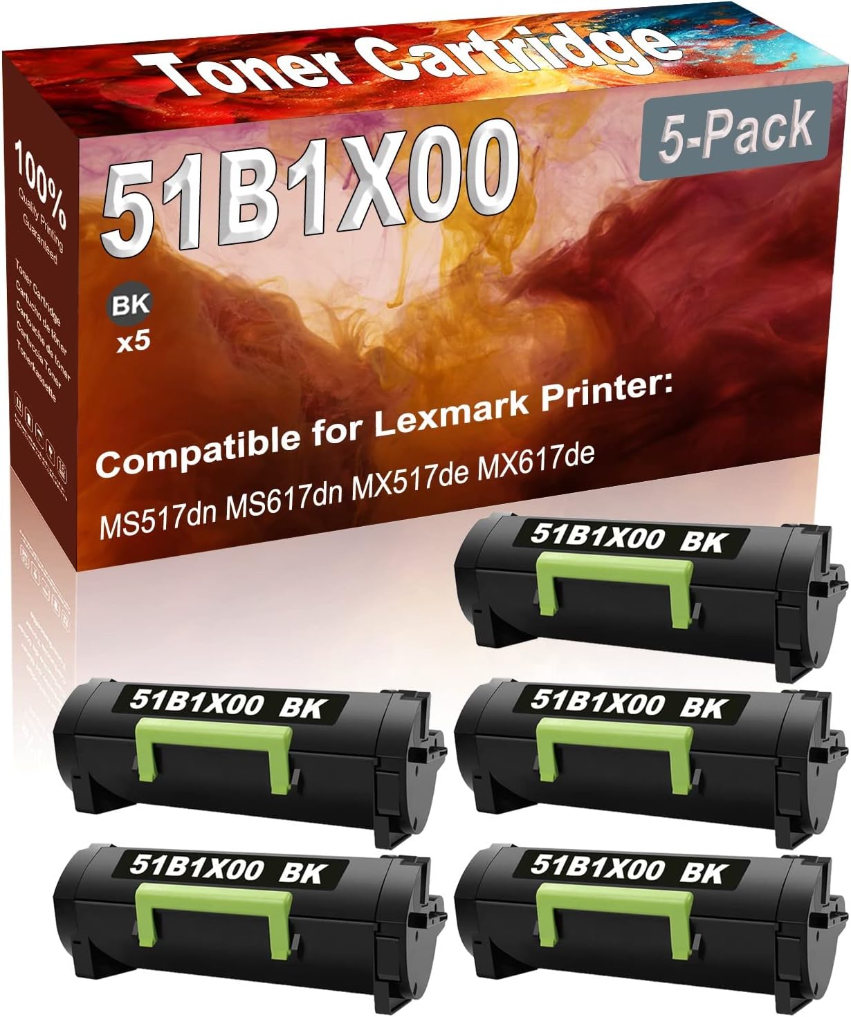 Credibility Store 5-Pack (Black) Compatible MS517dn MS617dn MX517de MX617de Laser Printer Cartridge (High Capacity) Replacement for 51B1X00 Printer Cartridge