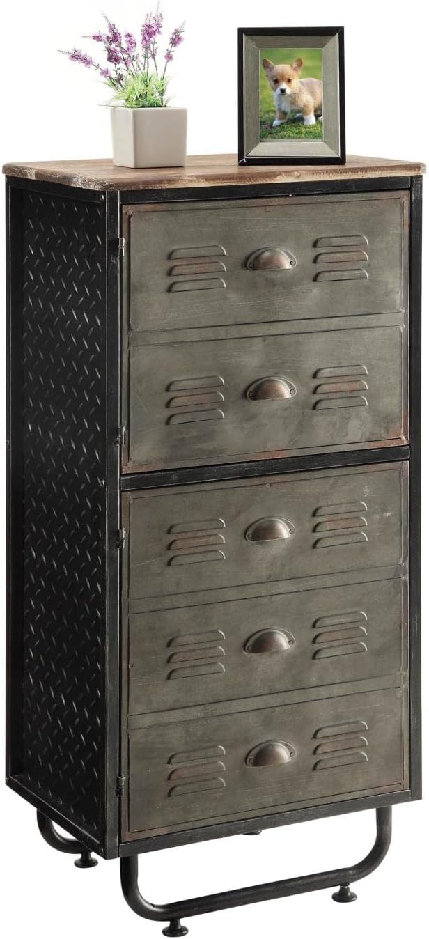 4D Concepts Industrial BOOKCASE, Natural distressed wood/Black/Grey