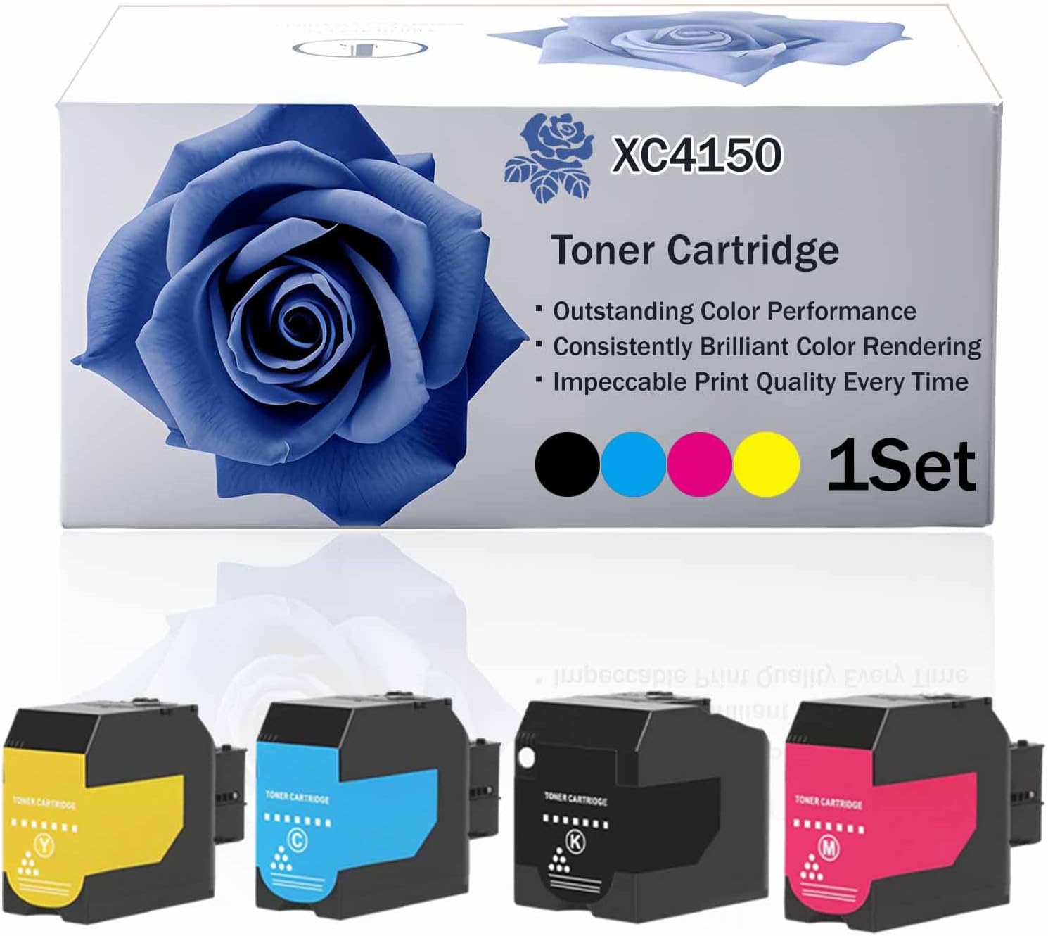 XC4150 24B6720 24B6719 24B6718 24B6717 High Yield Toner Cartridge Compatible for Lexmark XC4140 XC4150 XC4143 XC4153 Printer, Premium Print Performance for Your Office Needs (BK/C/M/Y-1SET)