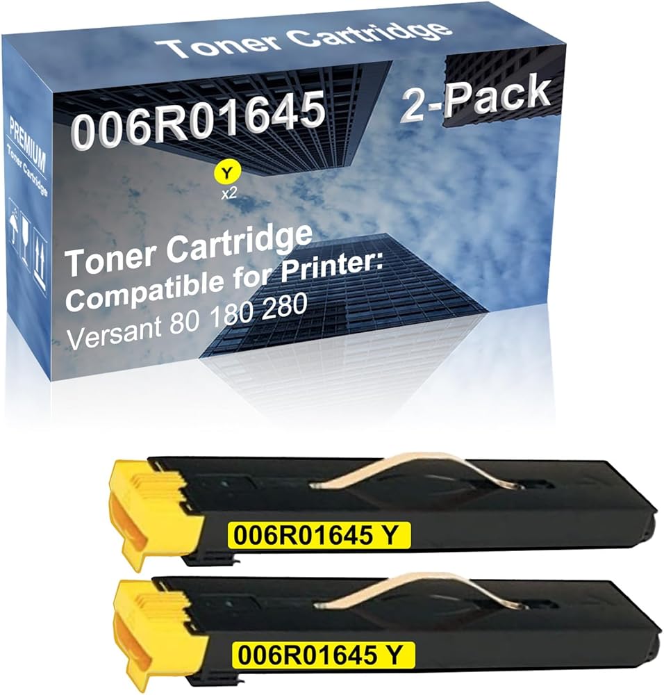 2-Pack (Yellow) Compatible High Capacity 006R01645 Toner Cartridge Used for Versant 80 180 280 Printer