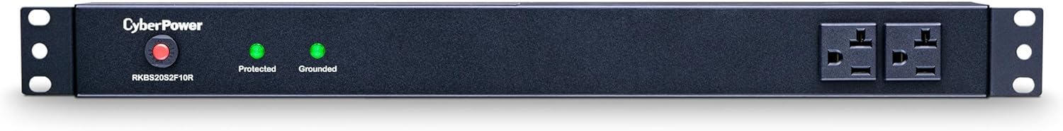 CyberPower RKBS20S2F10R Rackbar Surge Protector, 120V/20A, 12 Outlets, 15 Foot Power Cord, 1U Rackmount