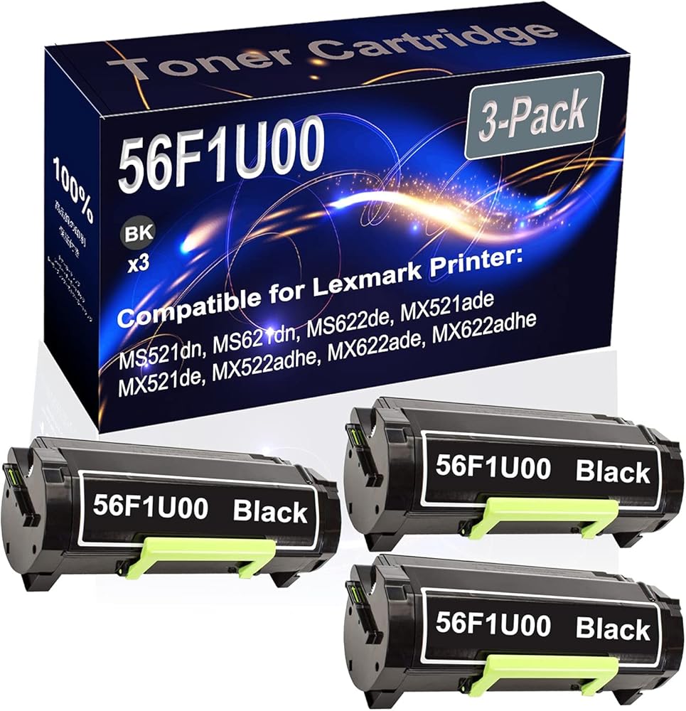 Kolasels 3-Pack (Black) Compatible High Yield 56F1U00 Printer Cartridge use for MS521dn MS621dn MS622de MX521ade Printer