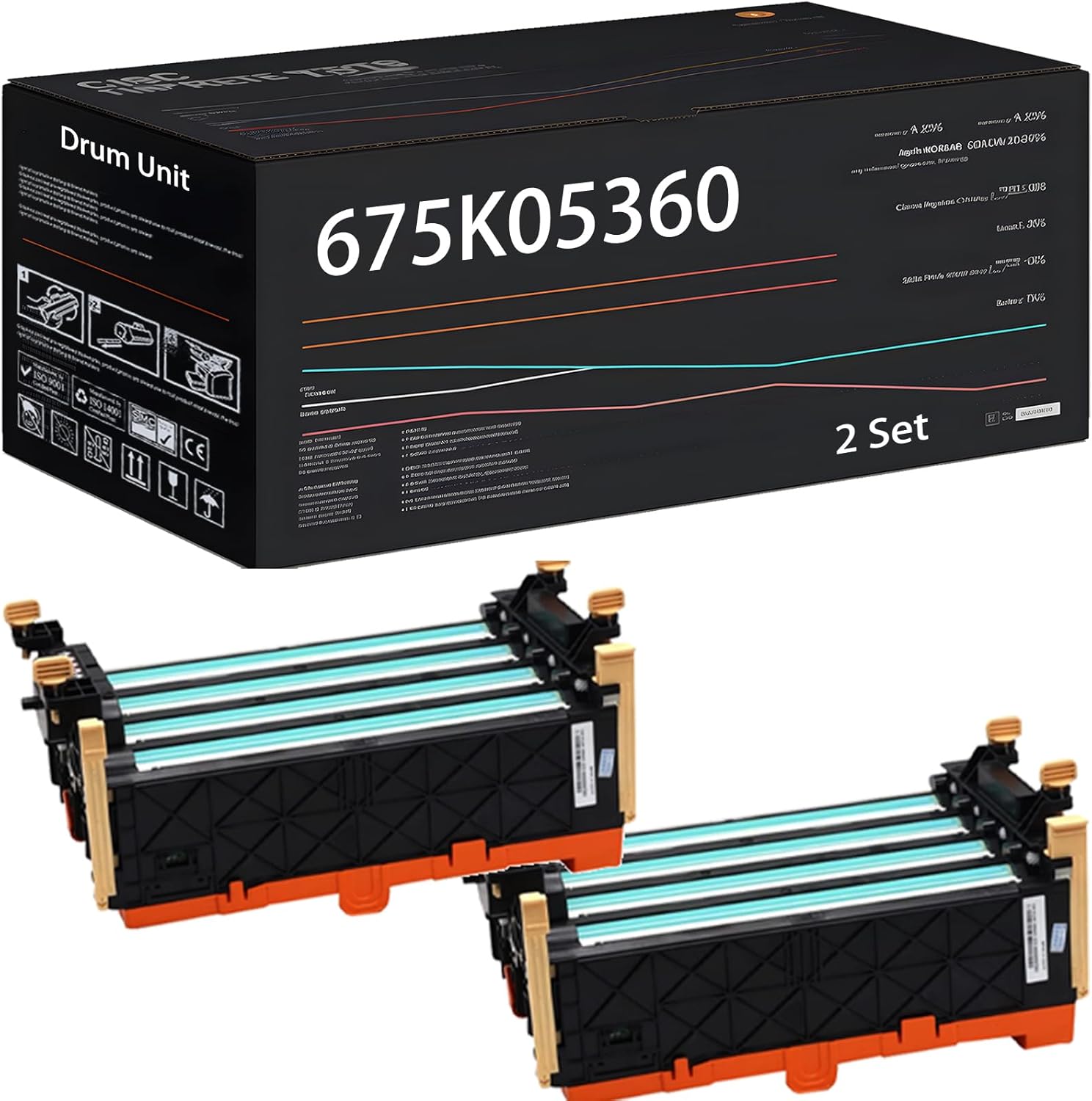 UVUMB Compatible with Xerox 675K05360 Drum Unit Work for Xerox WorkCentre 6505 6505DN Printers, with Chip, High Yield 30000 Pages, High-Definition Printing (2 Set)