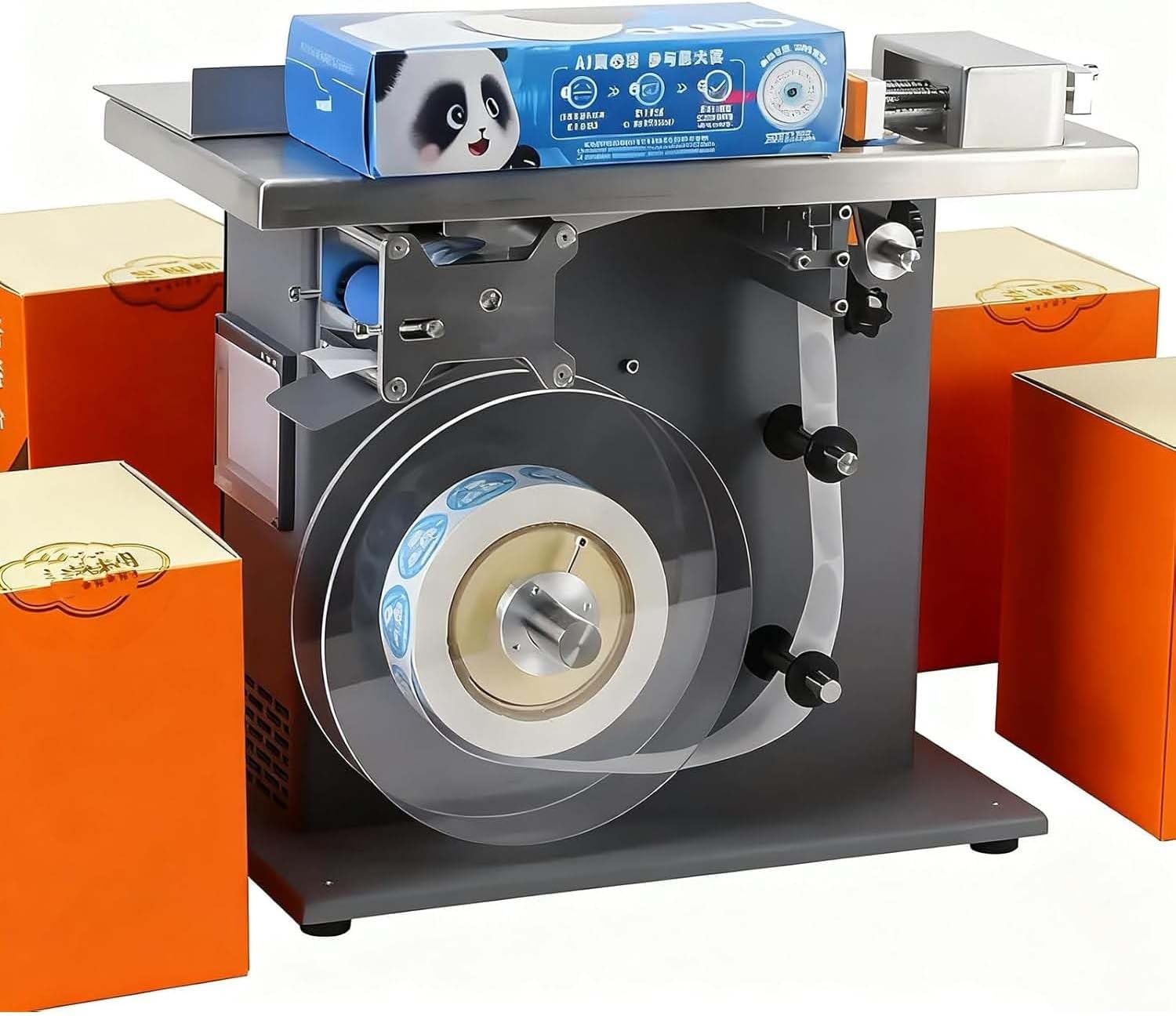 LYNNEYING Right Angle Label Applicator, Semi-Automatic, ±0.5mm Accuracy, 15-30 PCS/Min, Fiber Optic Recognition, Handles Various Label Sizes from 25-30mm, for Food, Cosmetic Packaging