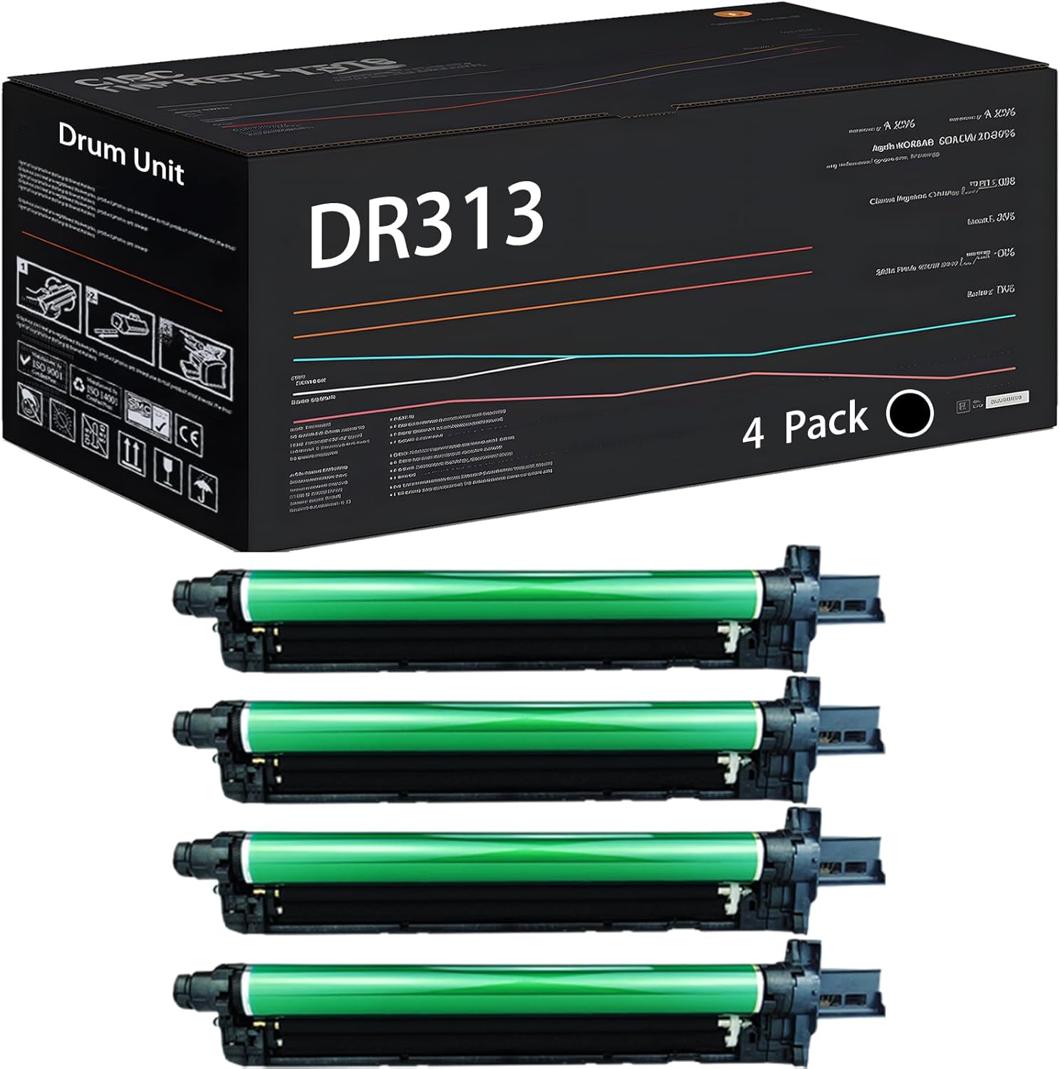 UVUMB Compatible with Konica Minolta DR313 Drum Unit Work for Konica Minolta bizhub 308 368 458 558 C258 C368 C458 C558 Printers (4 Pack Black)
