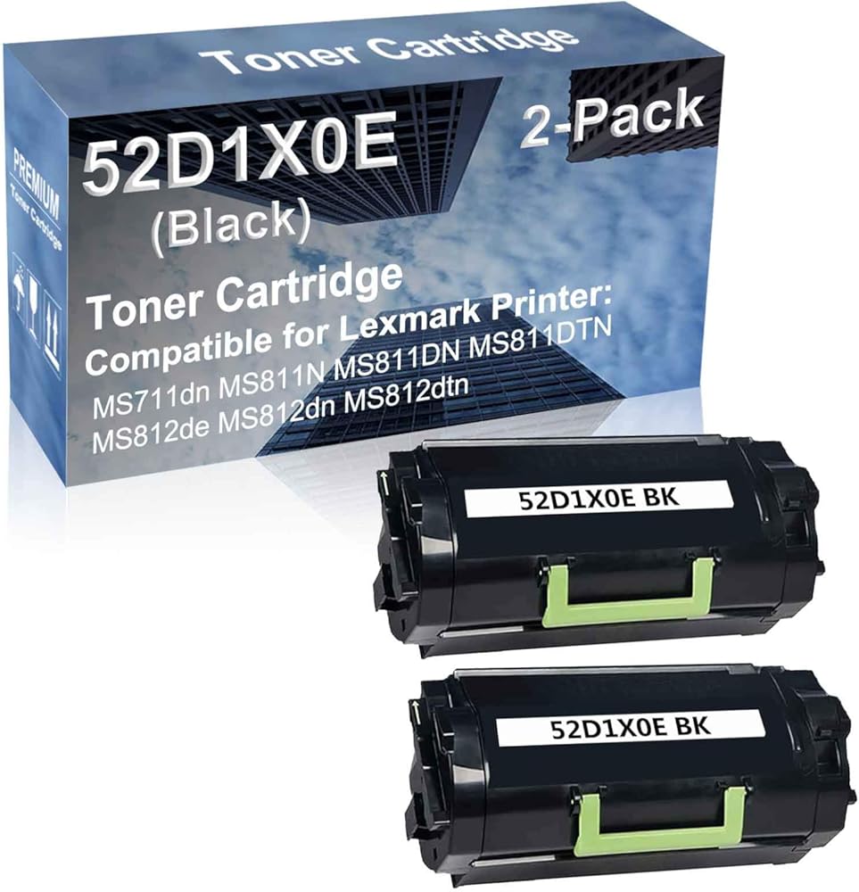 2-Pack Compatible High Capacity 52D1X0E Imaging Toner Cartridge use for MS711dn, MS811N, MS811DN Printer (Black)