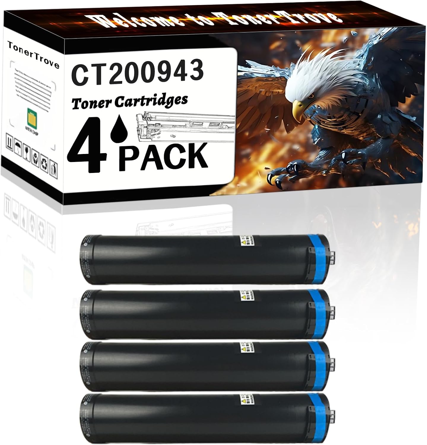 CT200943 Toner Cartridges Compatible for Xerox DocuCentre-II 6000 7000 ApeosPort-II 6000 7000 Printers, Office Printing is Easy Clear Smooth (4 Pack Black)