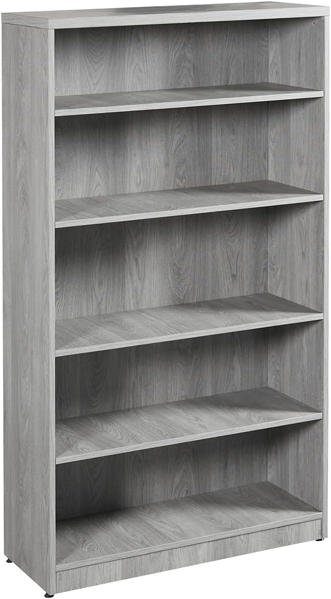 OFD UP156-GO Ultra Premium Series 5-Shelf Bookcase, Gray Oak Finish, 4 Adjustable Shelves, 36