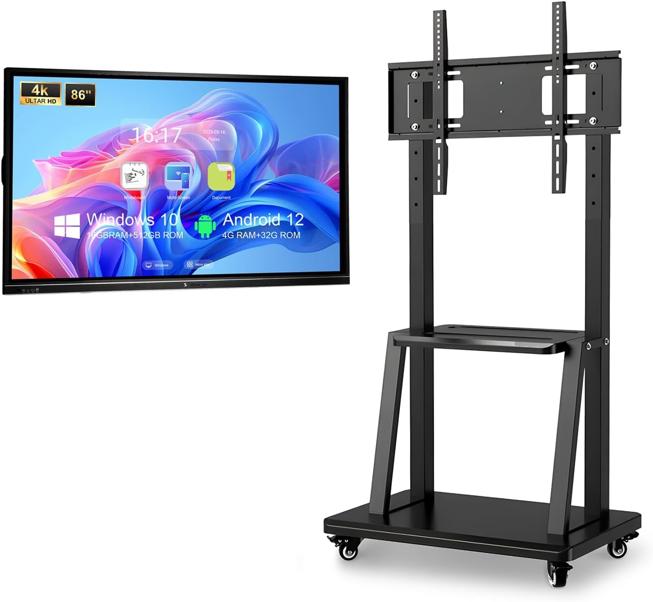 86″ Smart Board, 4K UHD Touchscreen Display Electronic White Board, Open App Ecosystem, Interactive Whiteboard for for Business Office Classroom Home