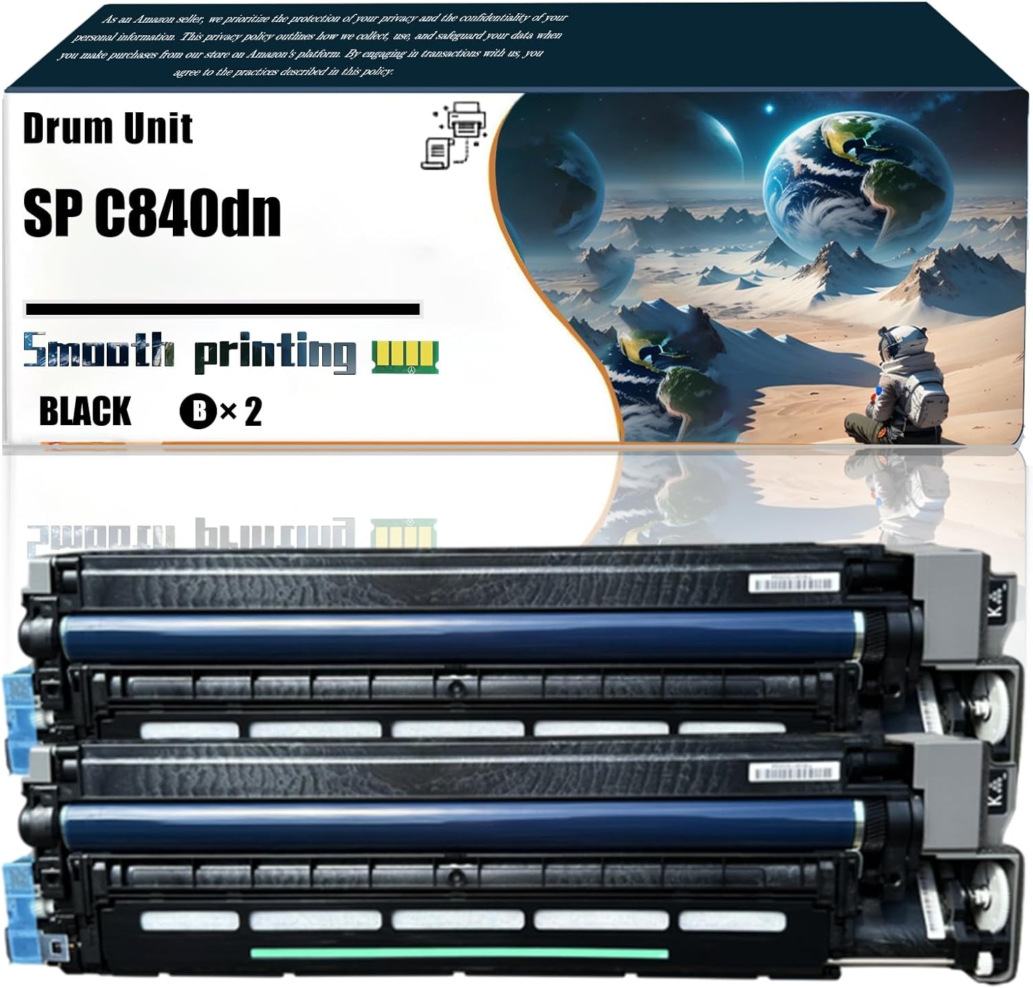 LSSF Replacement Parts Drum Unit SP C840dn Compatible with Ricoh SP C840dn SP C842dn Printers, Contains Chip and Clear Printing (2 Pack Black)