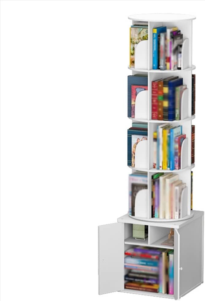 WAEYZ Rotating Bookshelf, 360 Degree Left and Right Rotation Floor Standing Bookcase, Storage Rack for Adults Multi-Functional Bookshelf Organizer, with Storage Cabinet