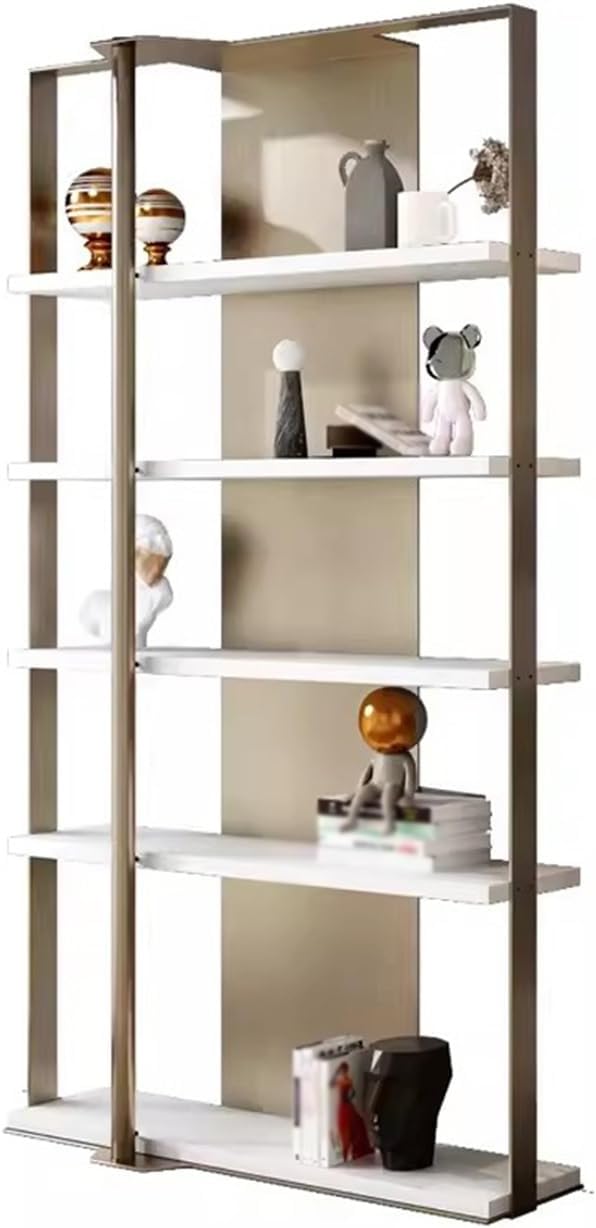 thalo Bookcases Living Room Light Luxury Bookcase Display Rack Office Rack Minimalist Stainless Steel Bookshelf Storage Rack Bookshelves Organizer (Color : A, Size : XL:150X30X200cm)
