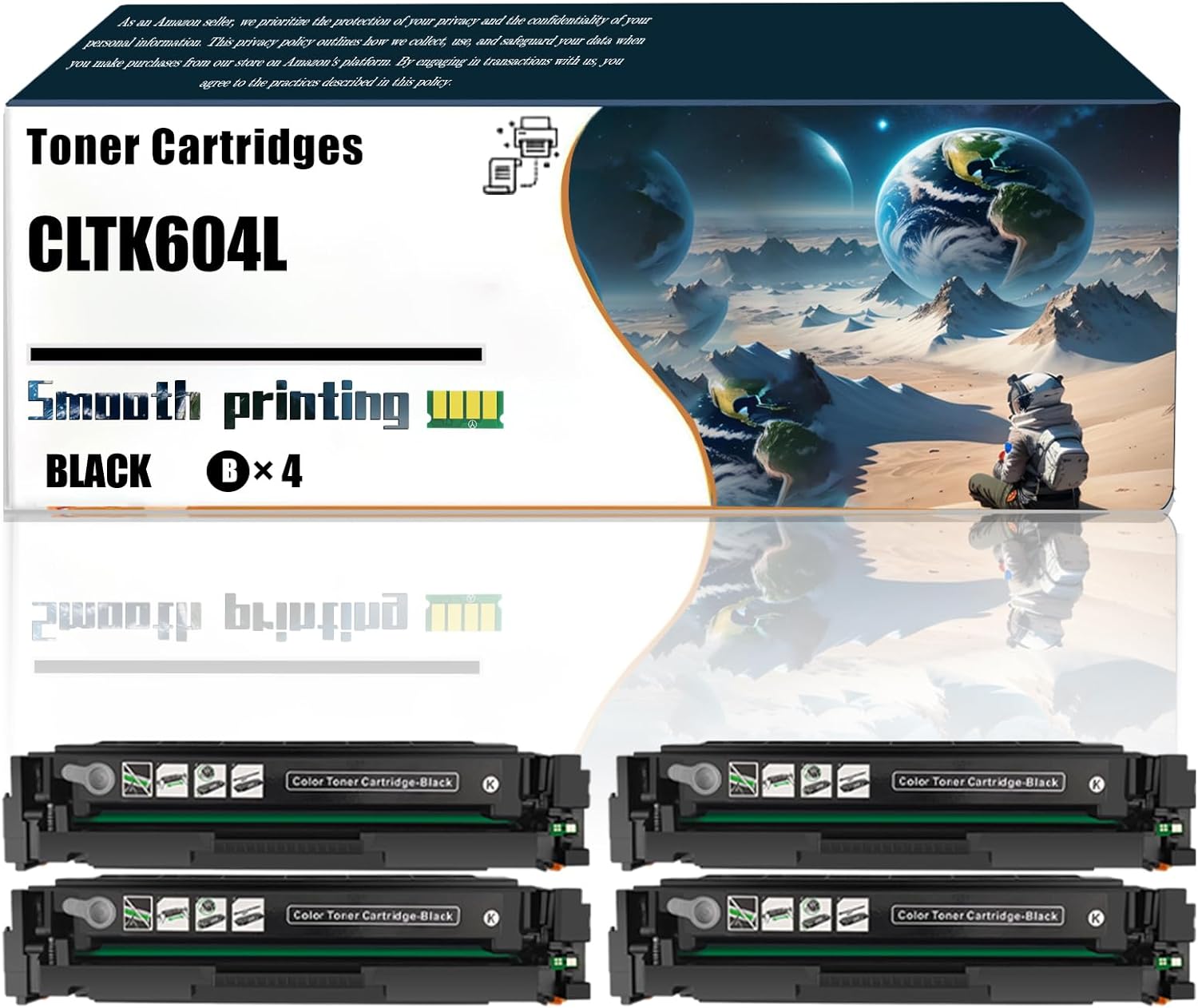 Replacement Parts Toner Cartridges CLTK604L Compatible with Samsung ProXpress C4012ND C4062FX Printers, Contains Chip and Clear Printing (4 Pack Black)