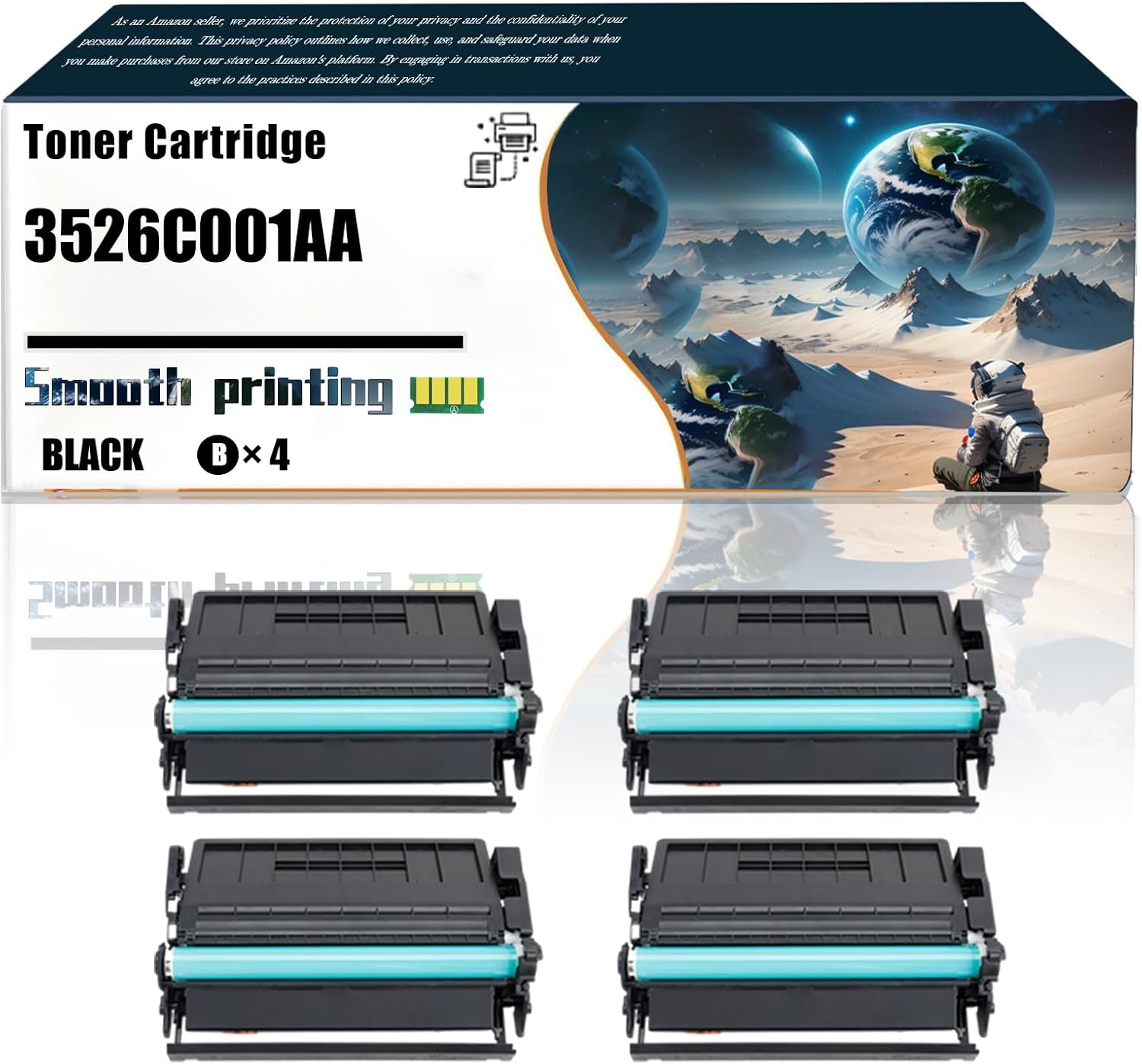 Replacement Parts Toner Cartridge 3526C001AA Compatible with Canon imageCLASS X MF1643i II MF1643iF II Printers, Contains Chip and Clear Printing (4 Pack Black)