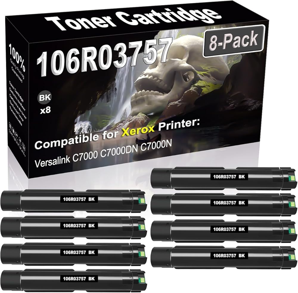 SINIYA 8-Pack Compatible High Capacity 106R03757 Imaging Toner Cartridge use for Versalink C7000 C7000DN C7000N Printer (Black)