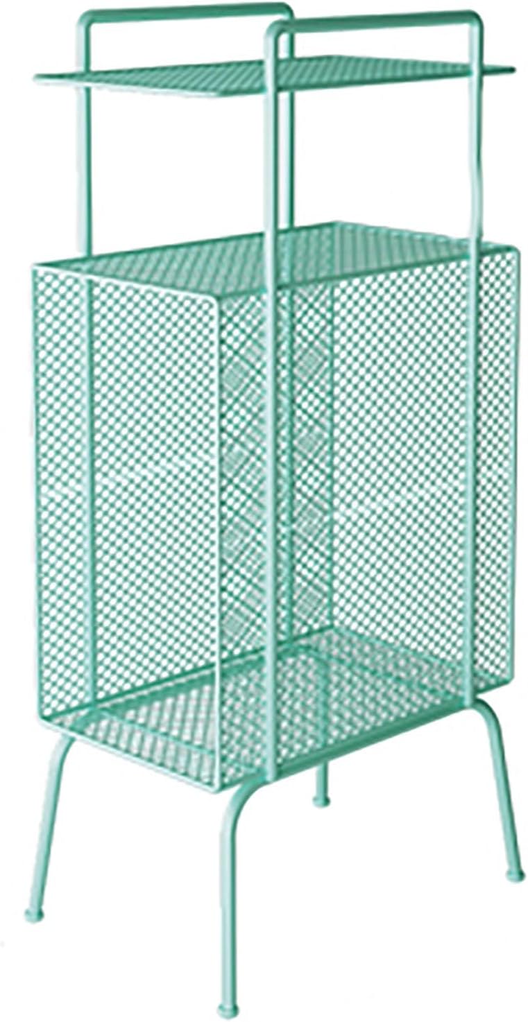 AMUFJJ Floor Standing Bookcase, Living Room Bedroom Window Desk Organizers Mobile Magazines Rack for Storage Files Comics Picture，Gold, Mesh,Metal(Blue)