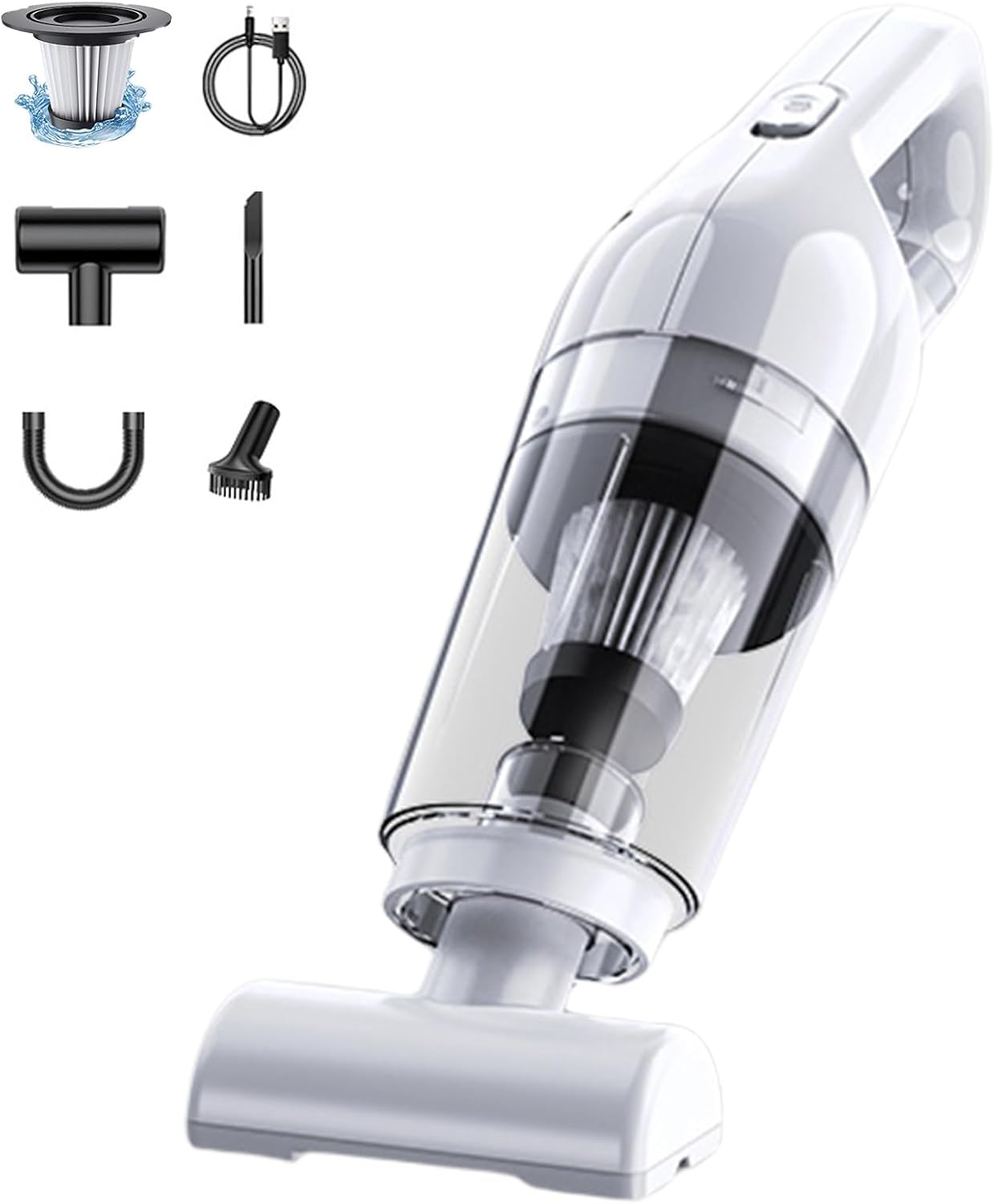 Handheld Vacuum, 45Kpa High Power, 4-in-1 Mini Dust Buster Vac with Duster Crevice, HEPA Filter, Rechargeable USB, Max 70 Min Runtime