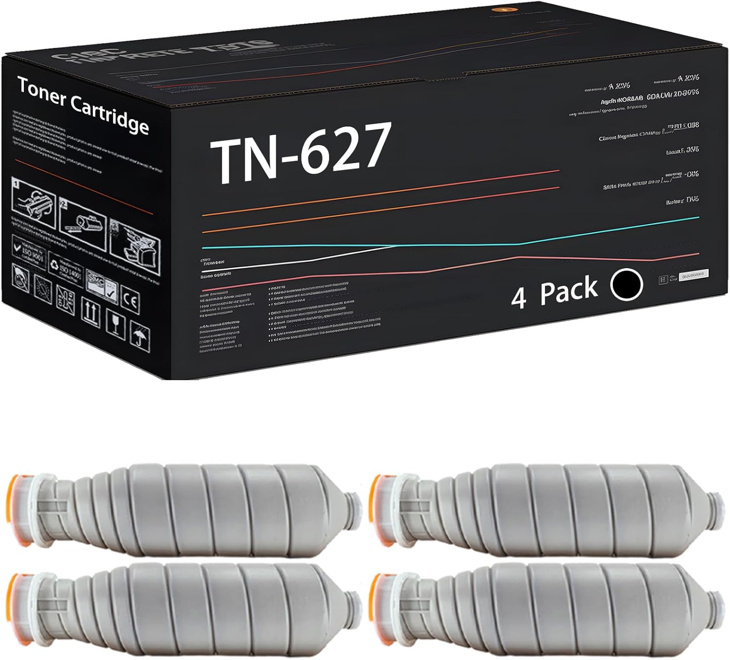 UVUMB Compatible with Konica Minolta TN-627 Toner Cartridge Work for Konica Minolta AccurioPress C14000 Printers, with Chip, High Yield 173800 Pages, High-Definition Printing (4 Pack Black)