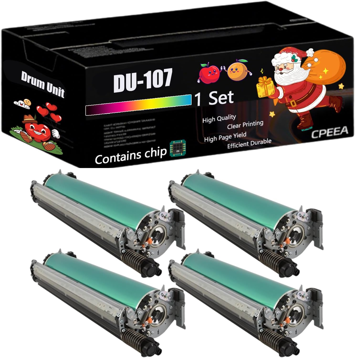 Compatible for Konica Minolta DU-107 Drum Unit Work for Konica Minolta bizhub Press C1085 C1100 Printers, with Chip, High Yield 400000 Pages, Clear Printing (4-Pack BK/C/M/Y)