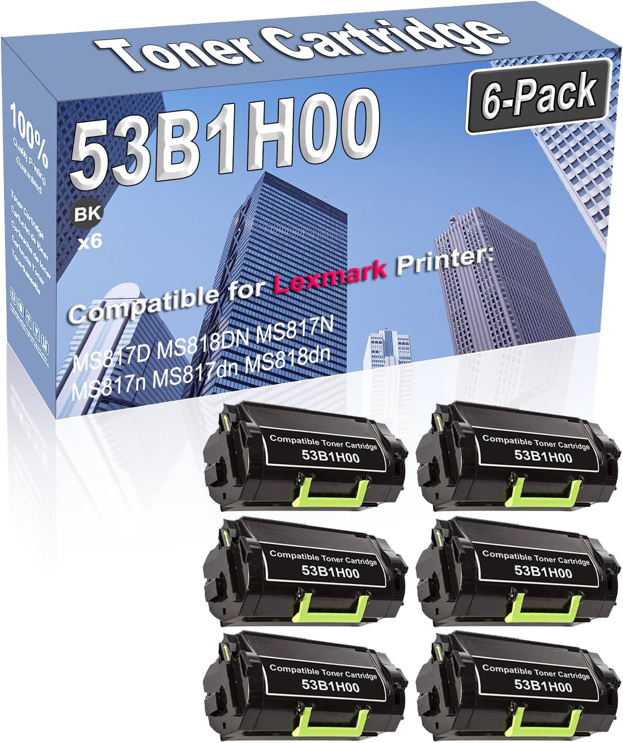 Credibility Store 6-Pack (Black) Compatible High Capacity 53B1H00 Toner Cartridge Used for MS817D MS818DN MS817N MS817n MS817dn MS818dn Printer