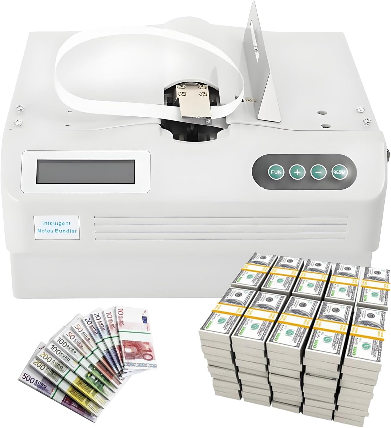 DNEPEI Money Binding Machine, Paper Tape Banding Machine, with Counting Function, with LCD Screen, Binding Speed 2 Seconds per time, Applicable to 2 cm Wide Paper Tape with Low/high Temperature