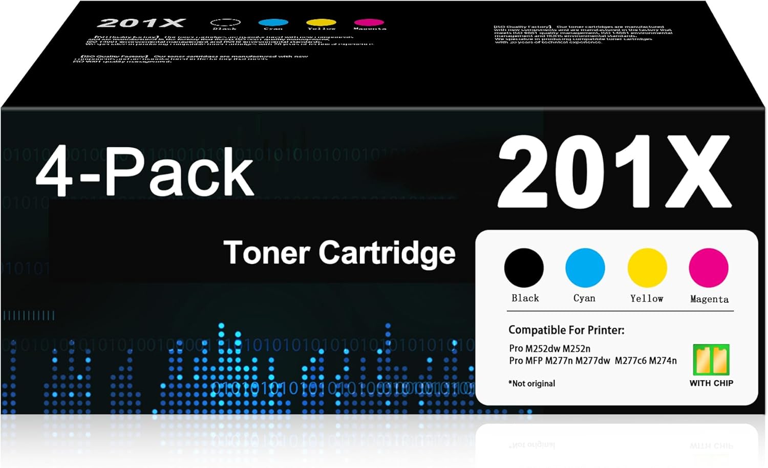 201A 201X Toner Cartridges - High Yield 4 Pack Replacement for HP 201A 201X CF400A CF400X CF401X CF402X CF403X Color Pro MFP M277dw M277n M274n M252dw M252n M277c6 Printer (Black Cyan Magenta Yellow)