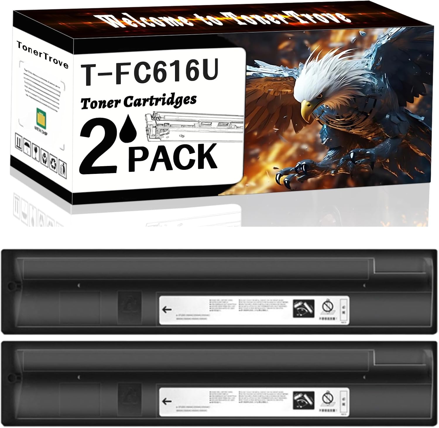 AGNNQ T-FC616U Toner Cartridges Compatible for Toshiba E Studio 5516AC 5516ACT 6516AC 6516ACT 7516AC 7516ACT Printers, Office Printing is Easy Clear Smooth (2 Pack Black)