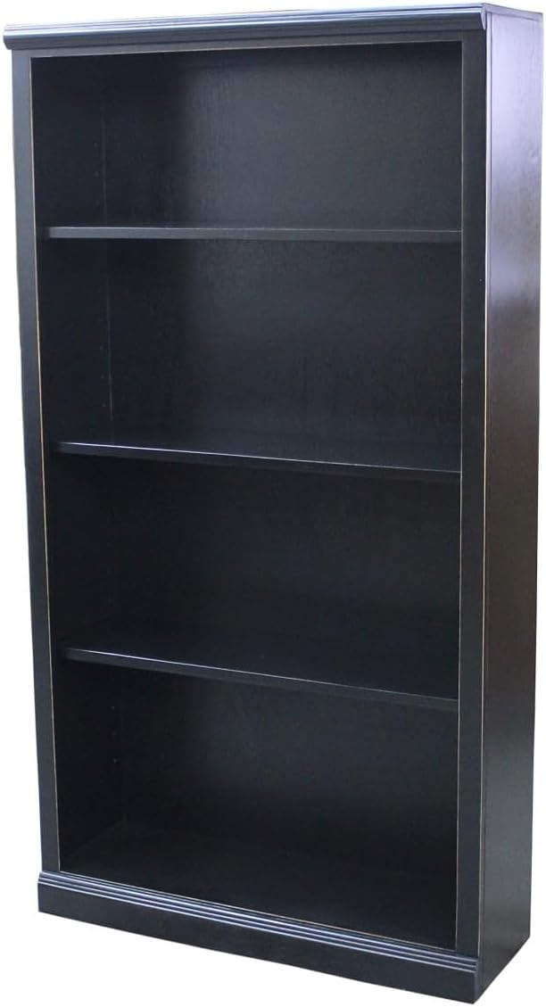 60 in. Poplar Open Bookcase with Plain Base Greystone