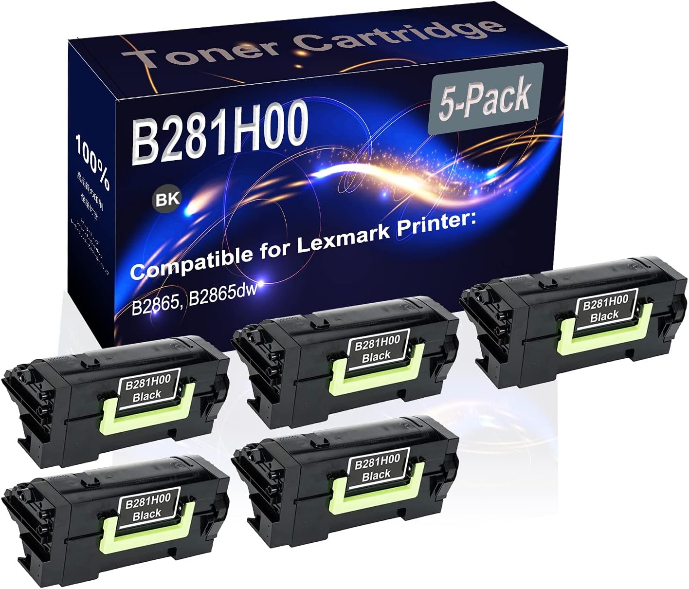 Kolasels 5-Pack (Black) Compatible B2865 B2865dw Laser Printer Cartridge (High Capacity) Replacement for B281H00 Printer Cartridge