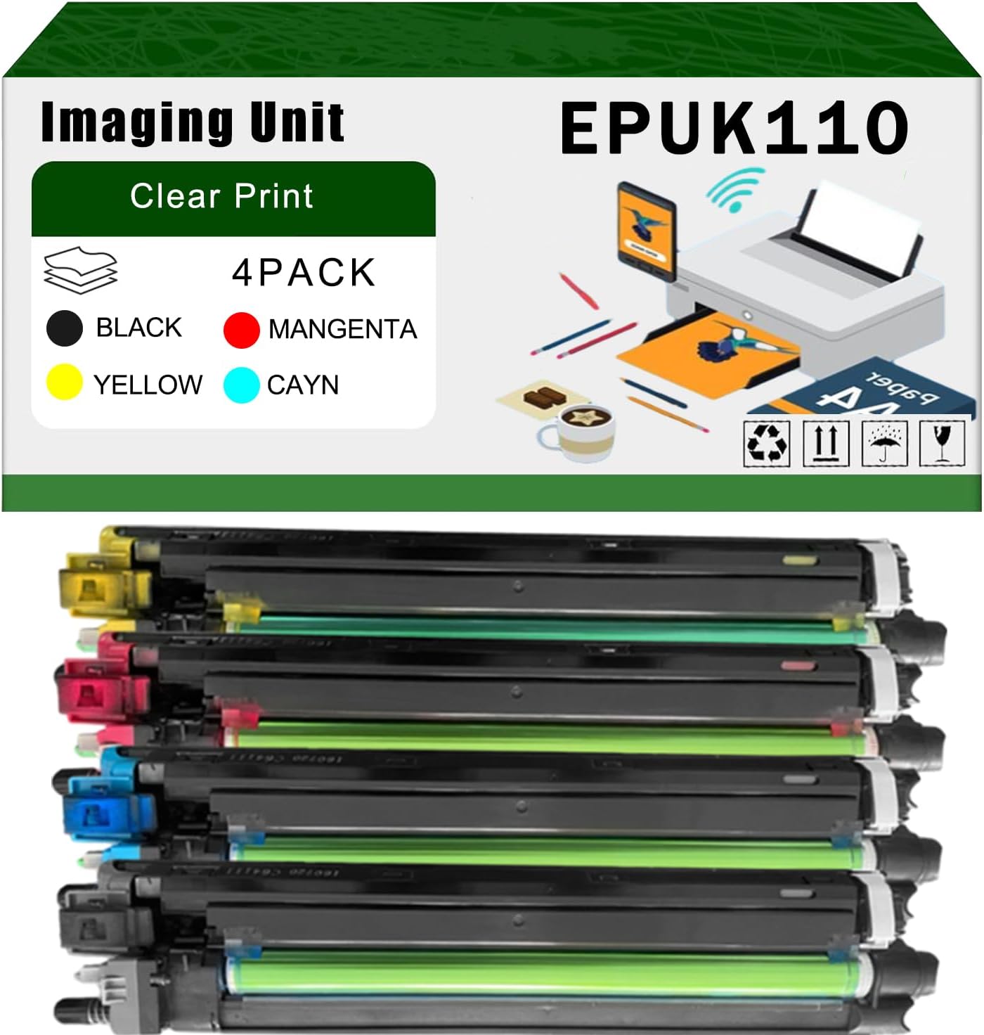AGNNQ Compatible for Toshiba EPUK110 Imaging Unit E-Studio 4515AC 5015AC Printers, High Yield 200000 Pages Bright Clear Colors (4-Pack BK/C/M/Y)