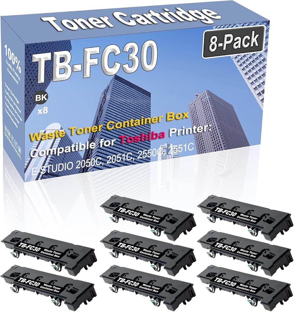 Credibility Store 8-Pack Compatible High Capacity TB-FC30 TBFC30 Waste Toner Container Box use for Toshiba E-Studio 2050C 2051C 2550C 2551C Toner Cartridge (Black)