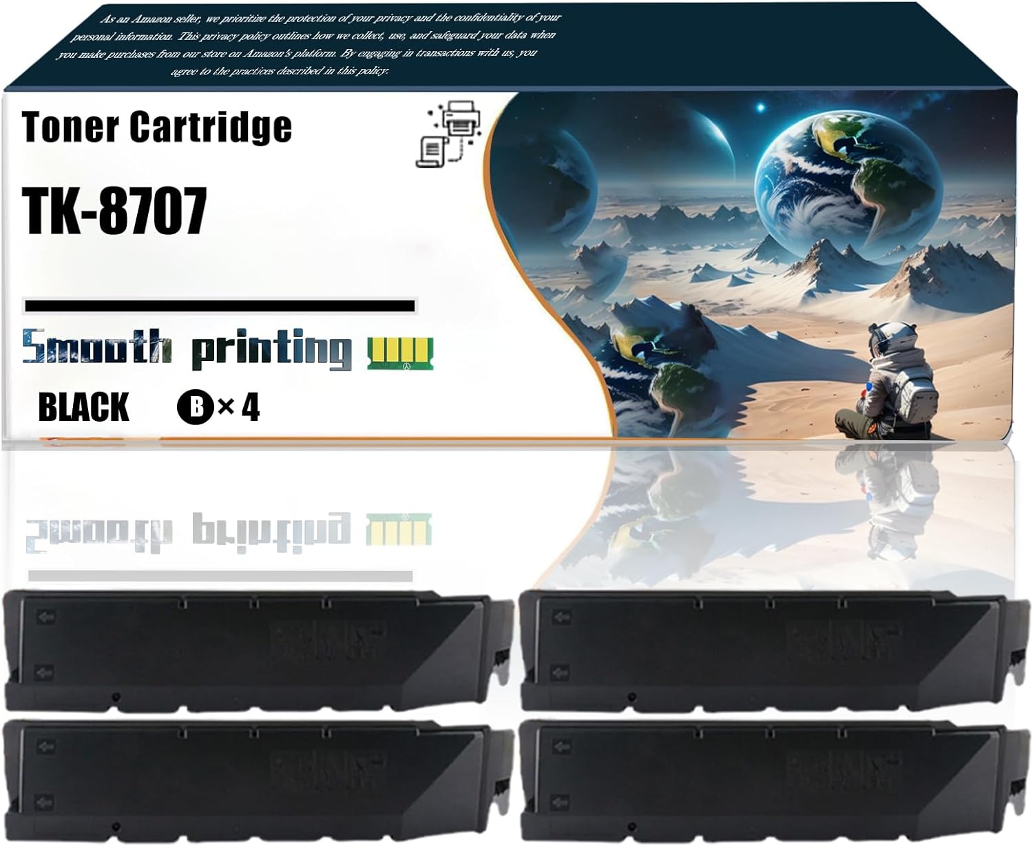 LSSF Replacement Parts Toner Cartridge TK-8707 Compatible with Kyocera TASKalfa 6551ci 7550ci 7551ci Printers, Contains Chip and Clear Printing (4 Pack Black)