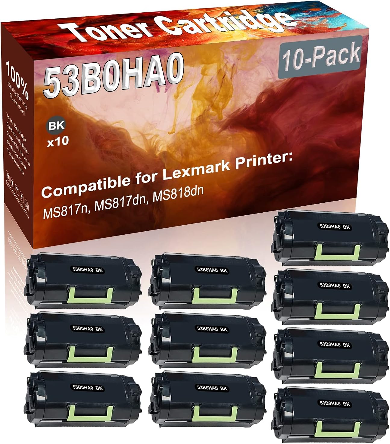 Credibility Store 10-Pack (Black) Compatible 53B0HA0 Printer Toner Cartridge (High Capacity) fit for MS817n MS817dn MS818dn Printer