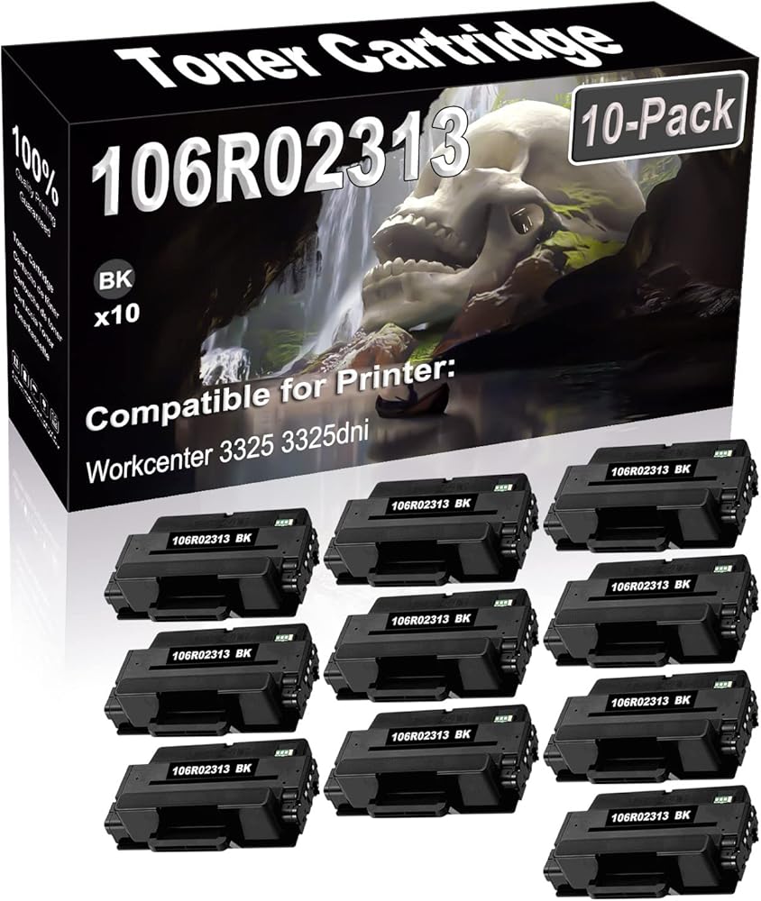 SINIYA 10-Pack (Black) Compatible Workcenter 3325 3325dni Laser Printer Cartridge (High Capacity) Replacement for 106R02313 Printer Cartridge