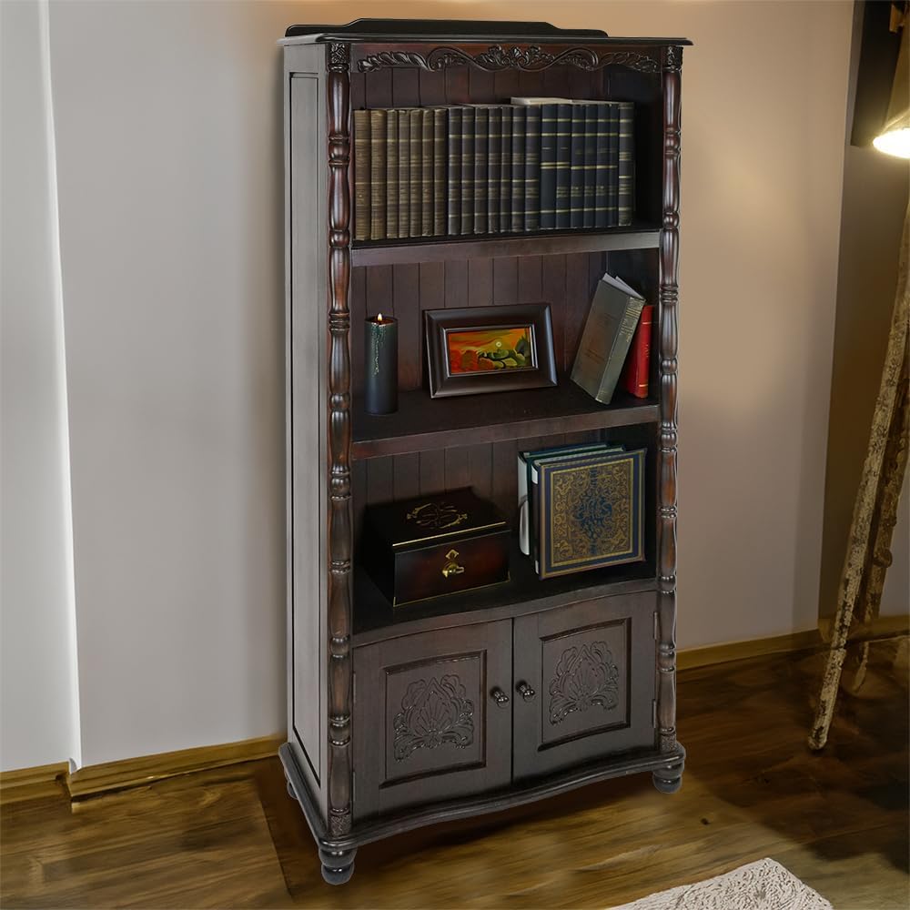 Wayborn Brown Birchwood Bookcase, 29″X13.5″X60″, Assembly Not Required