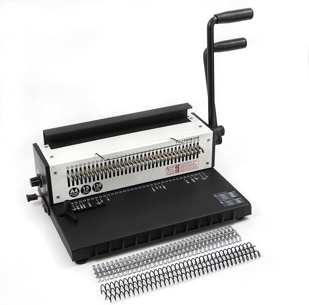 34Holes Metal Spiral Wire Spool Binding Machine, Wire Binding Machine, A4 Binder Puncher Machine, for Schools and Offices