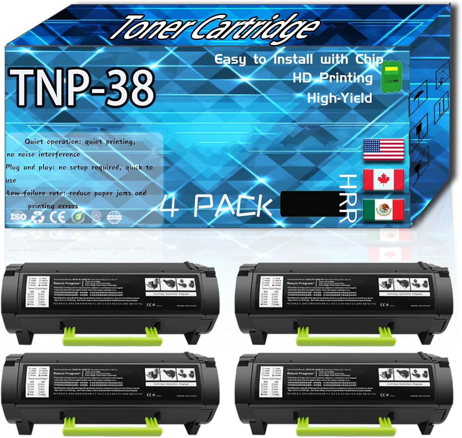 CEECN TNP-38 Toner Cartridge Compatible for Konica Minolta bizhub 4000P Printers, High Production Replacement (4 Pack Black)