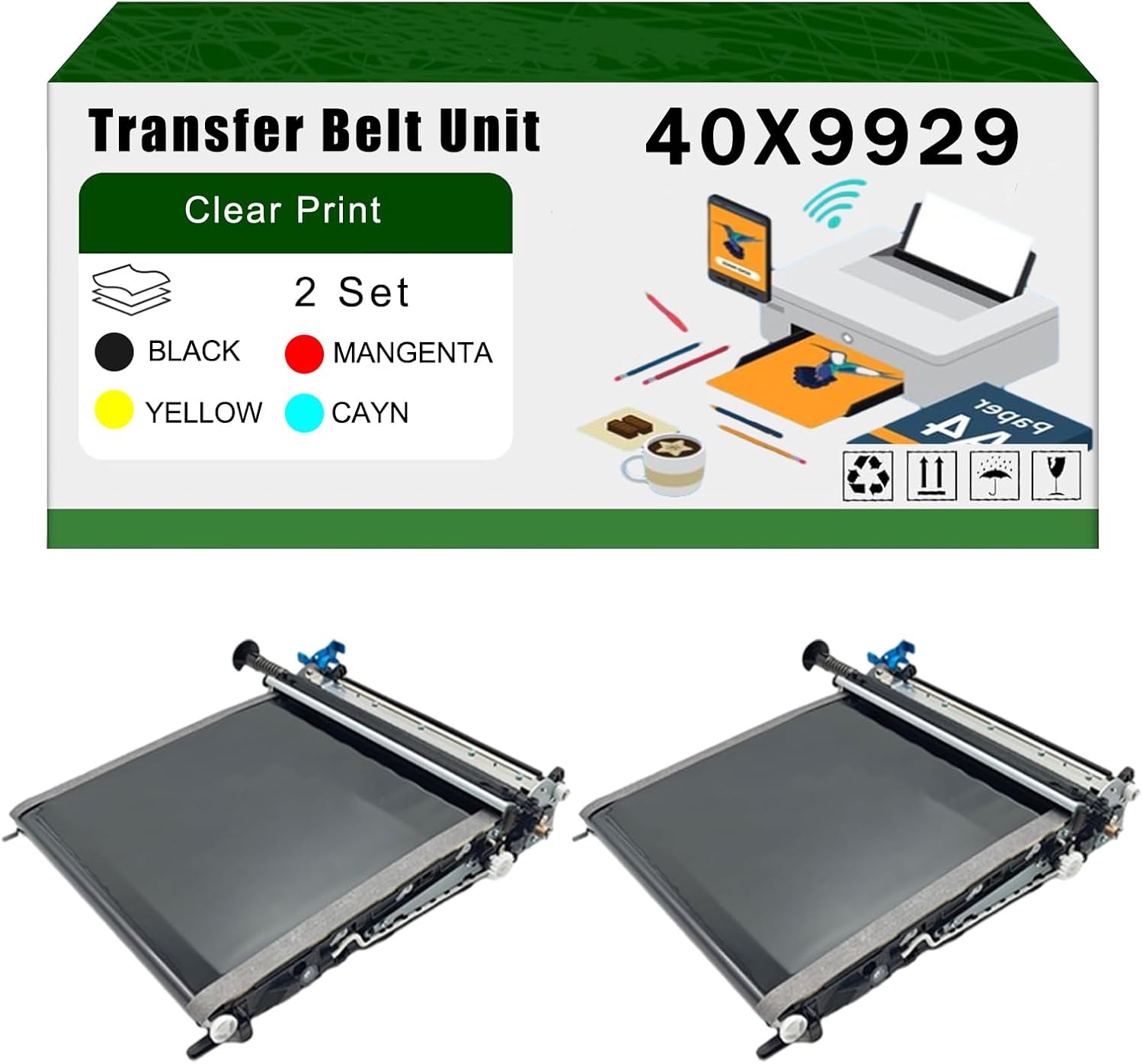 AGNNQ Compatible for Lexmark 40X9929 Transfer Belt Unit CS720de CS720dte CS725dte CS725de Printers, High Yield 250000 Pages Bright Clear Colors (2 Set)