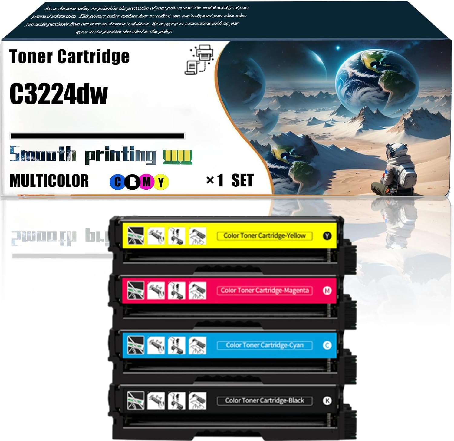 Replacement Parts Toner Cartridge C3224dw Compatible with Lexmark MC3224dwe MC3224i MC3326adwe Printer, Contains Chip and Clear Printing (4-Pack BK/C/M/Y)