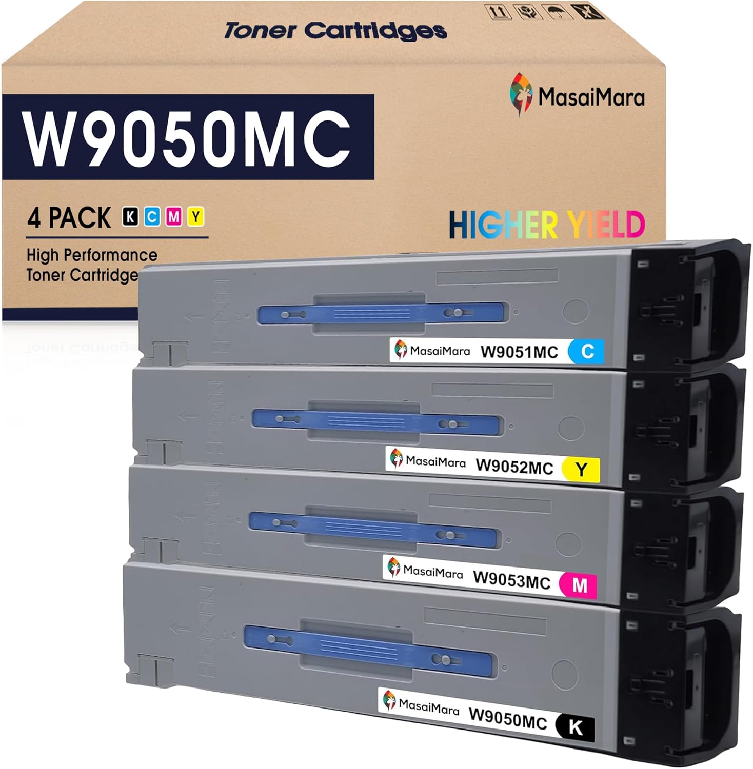 MasaiMara W9050MC W9051MC W9052MC W9053MC High Yield Toner Cartridges Replacement for HP Managed MFP E87640 E87650 E87660 E87640Z E87650Z Printer (Black, Cyan, Yellow, Magenta, 4-Pack)