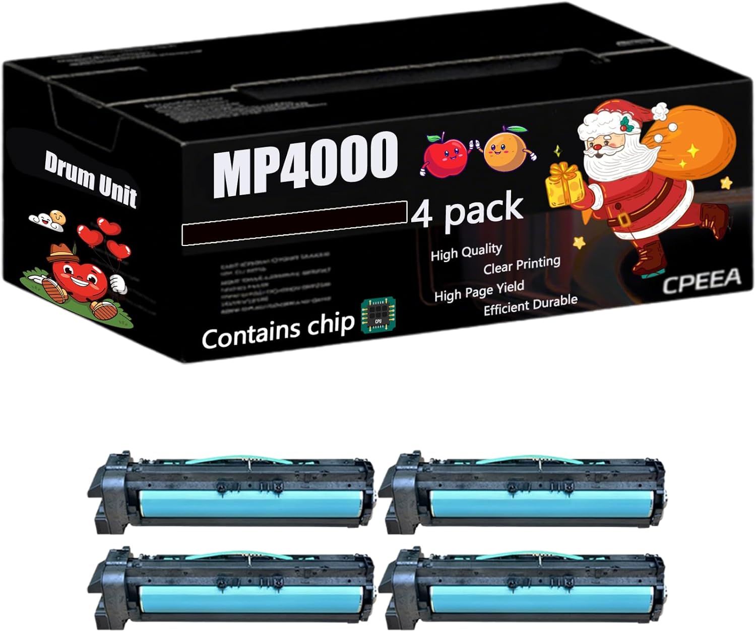 Compatible for Ricoh MP4000 Drum Unit Work for Ricoh Aficio MP 4001G 4000 4000B 4000SP 4000SPF 4001 Printers, with Chip, High Yield 160000 Pages, Clear Printing (4 Pack Black)
