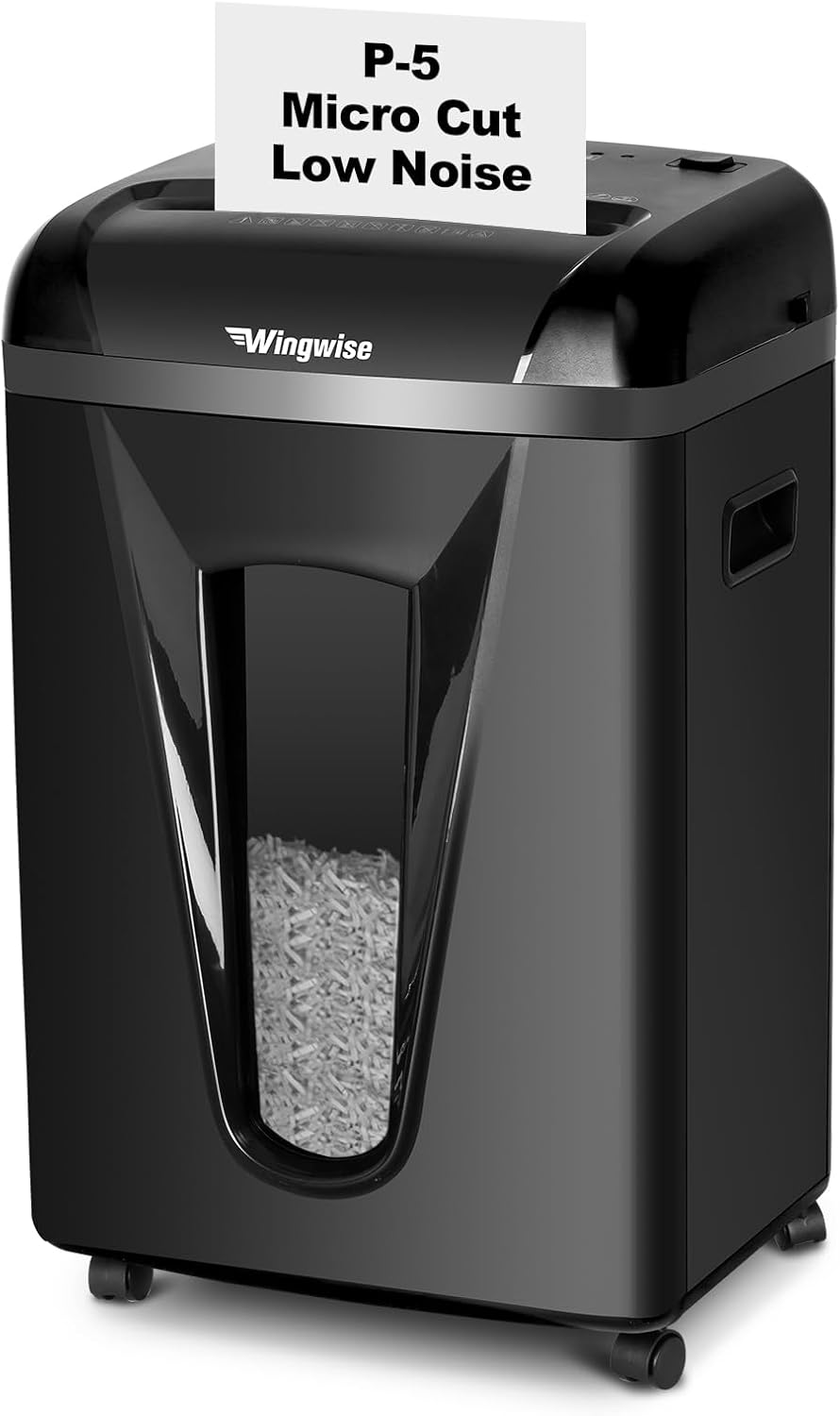 9 Sheets Paper Shredder, P-5(2x12mm, 58dB) High-Security Micro-Cut Shredder, 2.4m/min High-Speed Shredding, 5.8 Gallon Bin, CD/Credit Card Shredder with Anti-Jam & Dual Modes