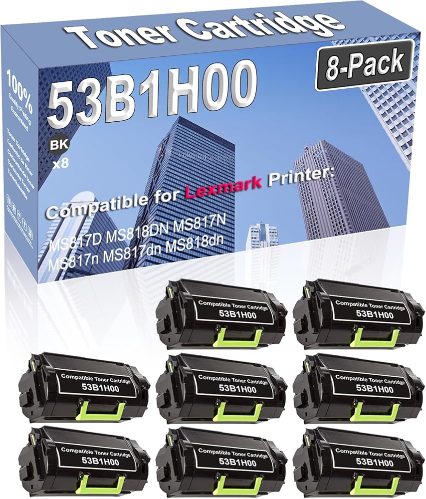 Credibility Store 8-Pack (Black) Compatible High Capacity 53B1H00 Toner Cartridge Used for MS817D MS818DN MS817N MS817n MS817dn MS818dn Printer