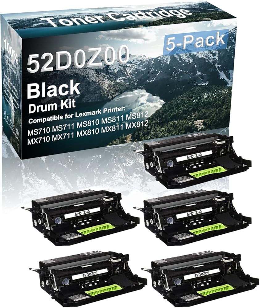 Credibility Store 5-Pack Compatible 52D0Z00 Drum Kit use for MS710 MS711 MS810 MS811 Printer (Black)