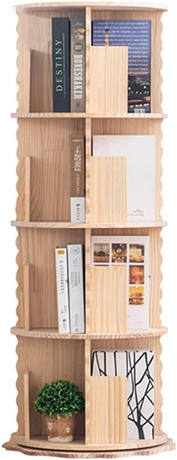 YHdtUO Rotating Bookshelf,Solid Wood Round Mobile Bookcase, Storage Display Rack Floor Standing Shelves, for Home Office Living Room Study,Brown-128 * 50cm