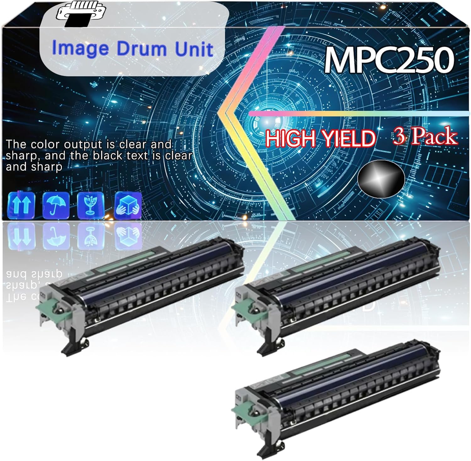 CEECN MPC2500 MP C2500 Compatible for Ricoh Aficio MP C2000 C2500 C3000 C3500 C4500 Printers, Replacement Image Drum Unit High Yield Printer Accessories (3 Pack Black)