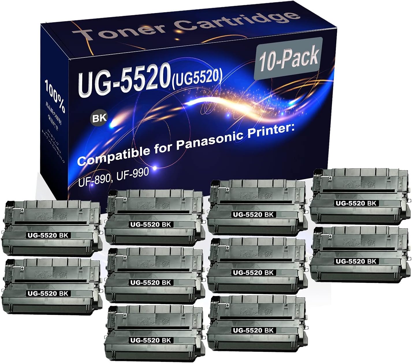 Kolasels 10-Pack (Black) Compatible High Yield UG-5520 (UG5520) Printer Cartridge use for Panasonic UF-890 UF-990 Printer