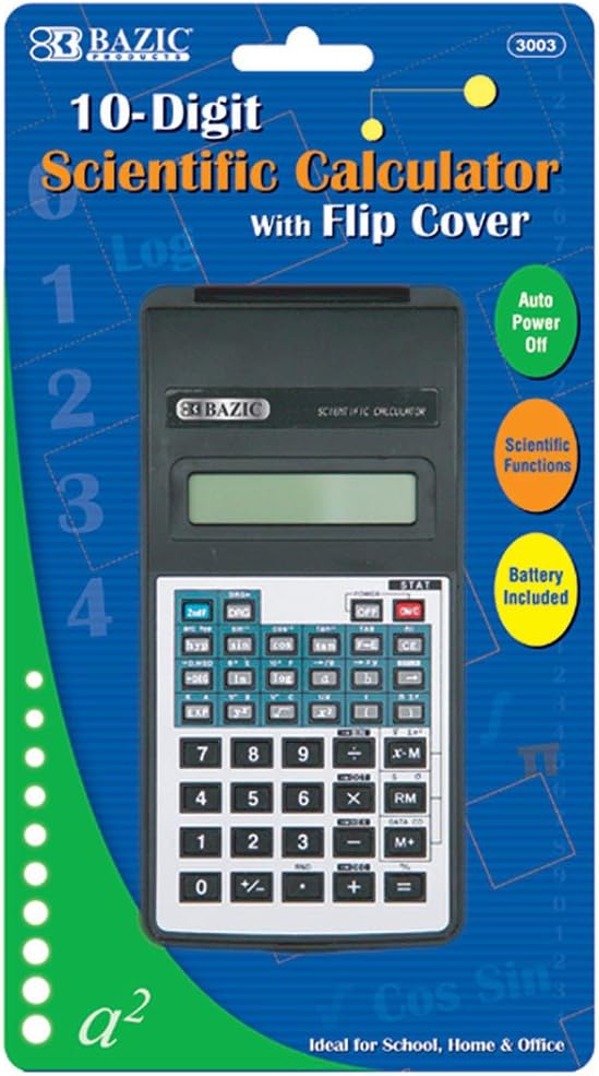 BAZIC 10-Digit Scientific Calculator w/Flip Cover, Case of 48 (3003-48)