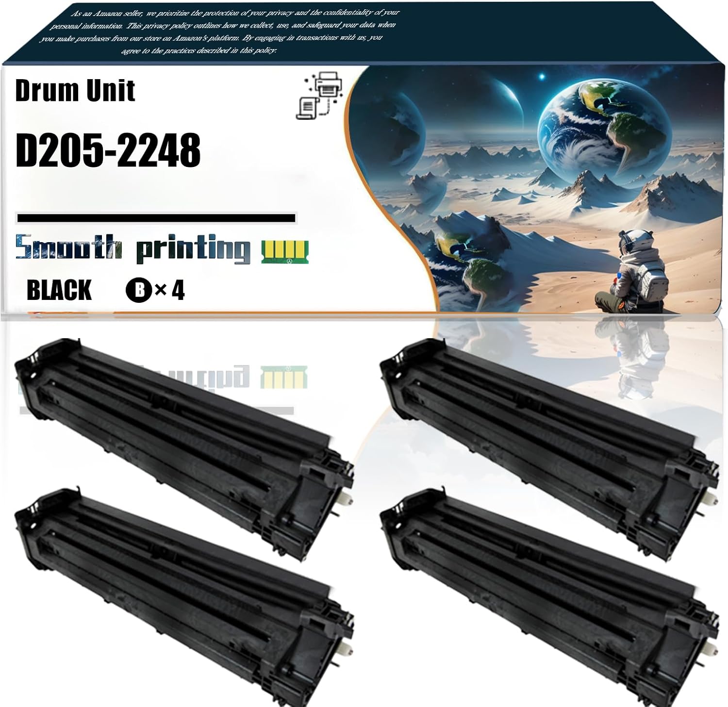 LSSF Replacement Parts Drum Unit D205-2248 Compatible with Ricoh MP 305SPF Printers, Contains Chip and Clear Printing (4 Pack Black)